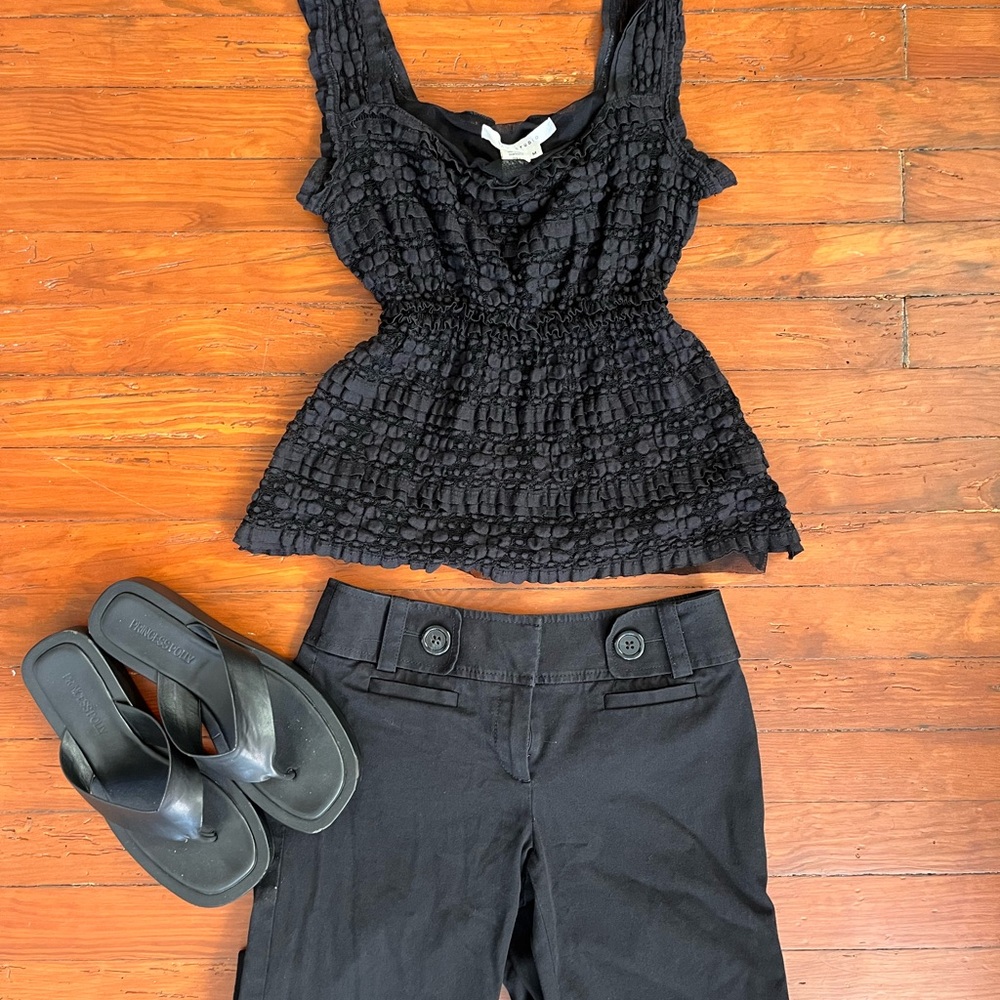 Max Studio Black Textured Top